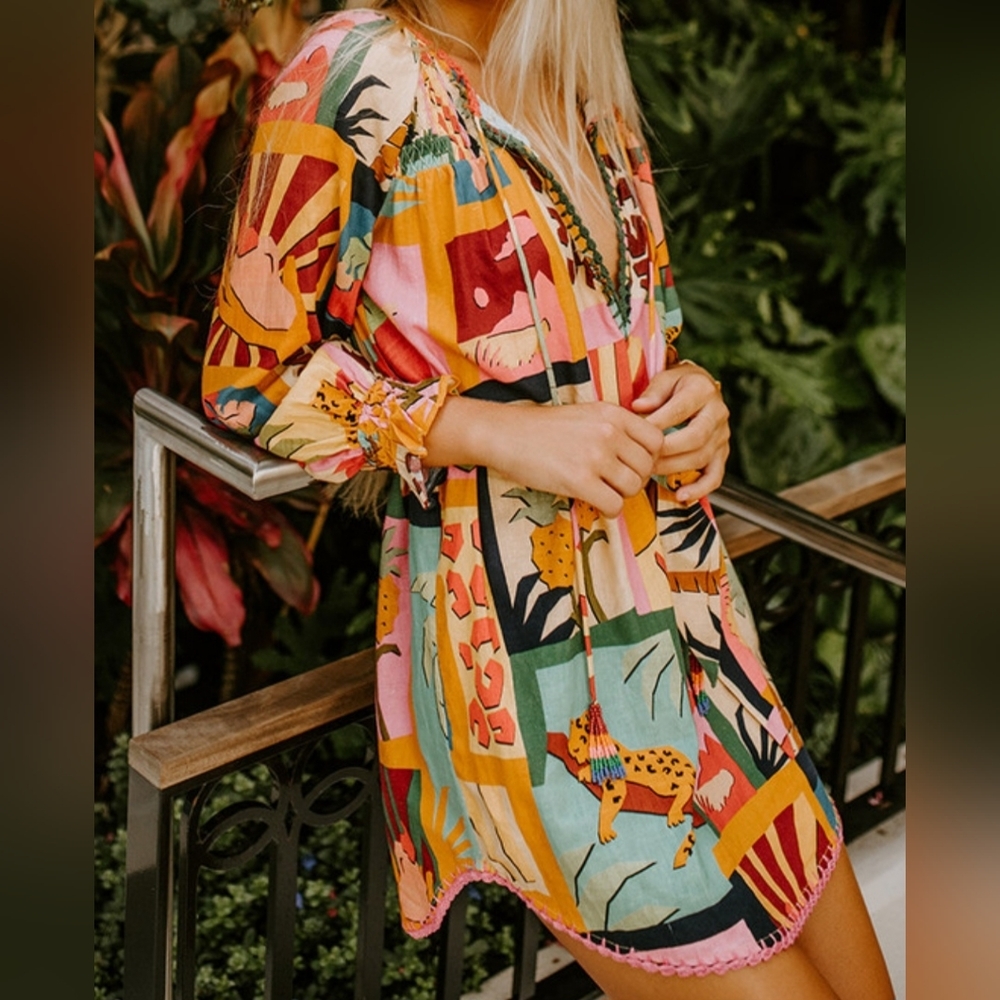 Farm Rio Collage Tunic Dress Size large